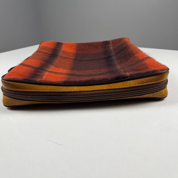 Vintage Seat cushion cover tan and plaided red (laptop pouch) - Picture 5 of 7